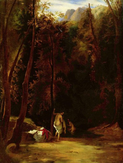 Badende Mädchen im Park von Terni von Carl Blechen